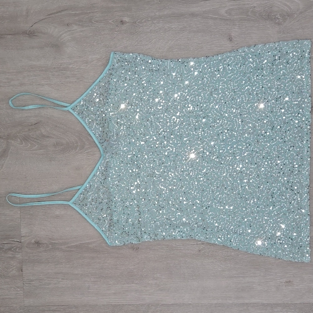 Express Glittering Sequin Camisole - Aqua